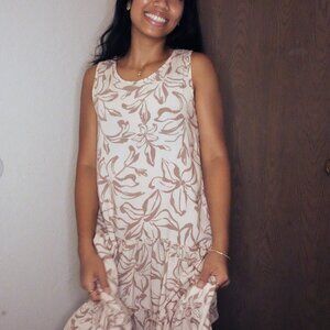 Light Pink Floral Flowy Ankle Length Sleeveless Dress (in Petal)